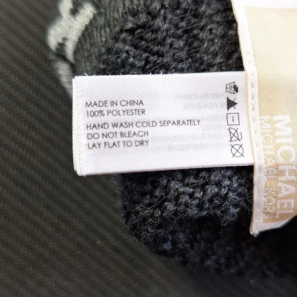 Michael Kors Knit Gloves Gray Logo Print Cuff